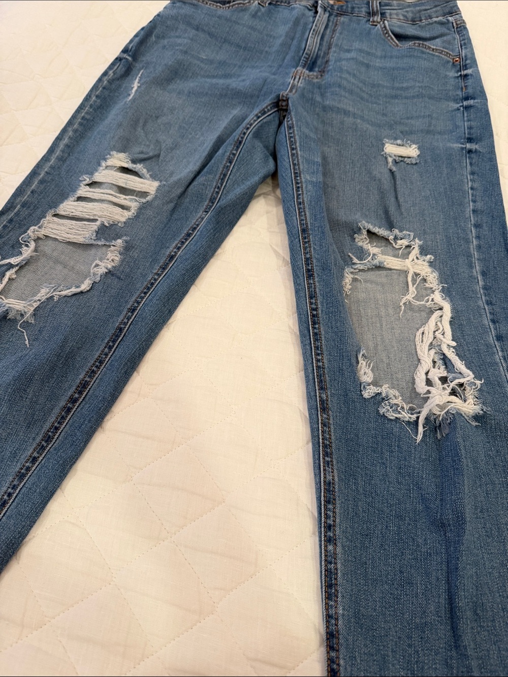 wild fable Medium Blue High-Rise Distressed Straight Jeans - Picture 2 of 6